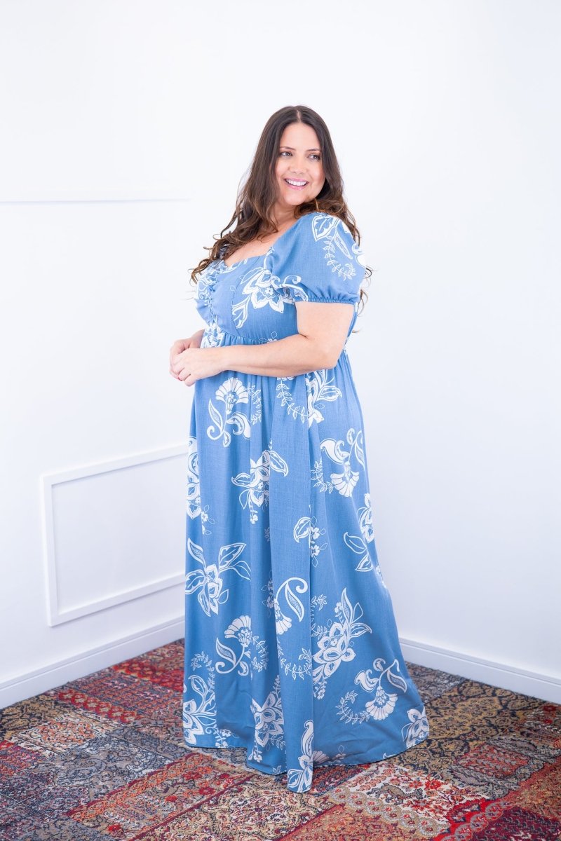 Vestido Longo Cecília – Manga Ciganinha em Viscolinho com Bolsos Laterais - Naguirre Shop