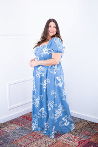 Vestido Longo Cecília – Manga Ciganinha em Viscolinho com Bolsos Laterais - Naguirre Shop