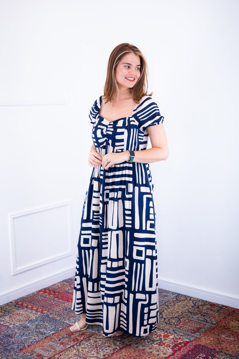 Vestido Longo Cecília – Manga Ciganinha em Viscolinho com Bolsos Laterais - Naguirre Shop