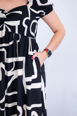 Vestido Longo Cecília – Manga Ciganinha em Viscolinho com Bolsos Laterais - Naguirre Shop