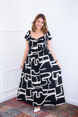 Vestido Longo Cecília – Manga Ciganinha em Viscolinho com Bolsos Laterais - Naguirre Shop