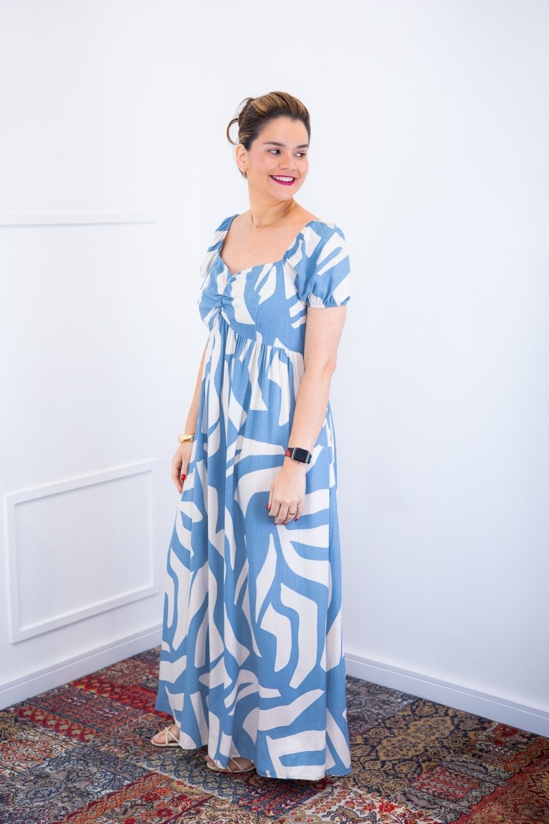 Vestido Longo Cecília – Manga Ciganinha em Viscolinho com Bolsos Laterais - Naguirre Shop