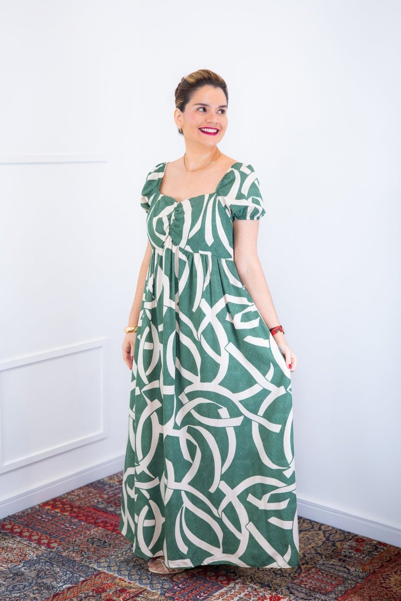 Vestido Longo Cecília – Manga Ciganinha em Viscolinho com Bolsos Laterais - Naguirre Shop