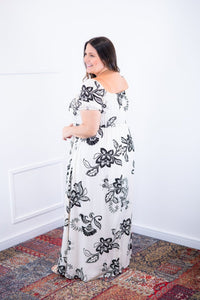 Vestido Longo Cecília – Manga Ciganinha em Viscolinho com Bolsos Laterais - Naguirre Shop