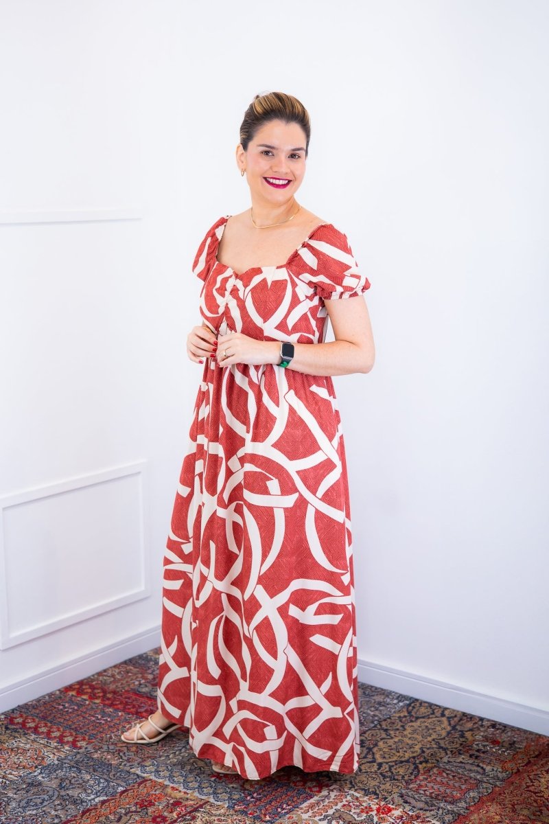 Vestido Longo Cecília – Manga Ciganinha em Viscolinho com Bolsos Laterais - Naguirre Shop