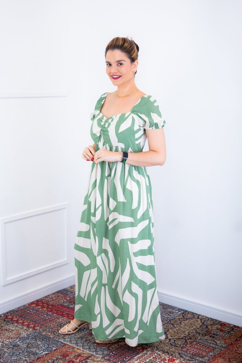 Vestido Longo Cecília – Manga Ciganinha em Viscolinho com Bolsos Laterais - Naguirre Shop