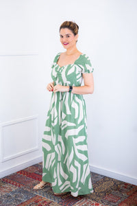 Vestido Longo Cecília – Manga Ciganinha em Viscolinho com Bolsos Laterais - Naguirre Shop