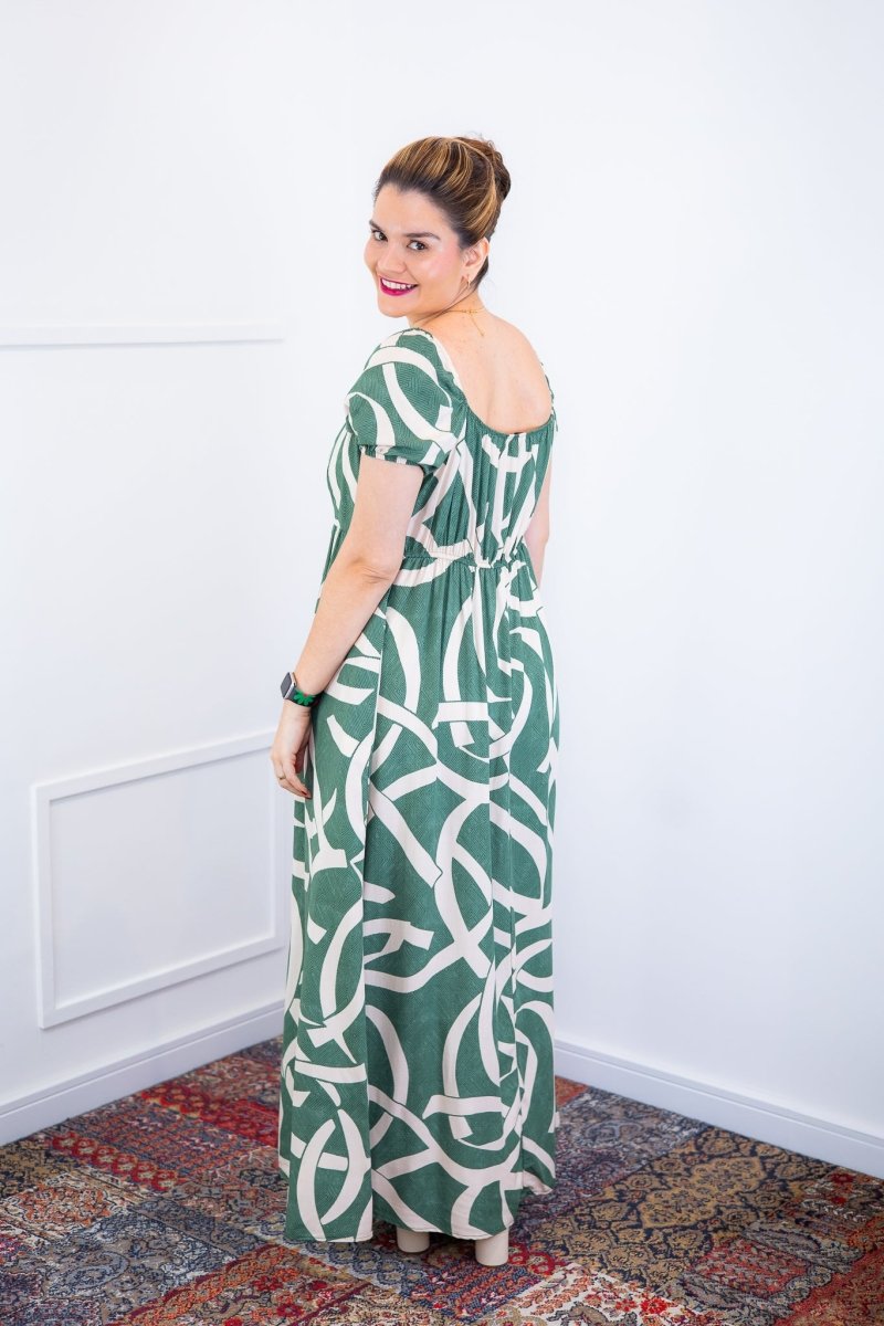 Vestido Longo Cecília – Manga Ciganinha em Viscolinho com Bolsos Laterais - Naguirre Shop