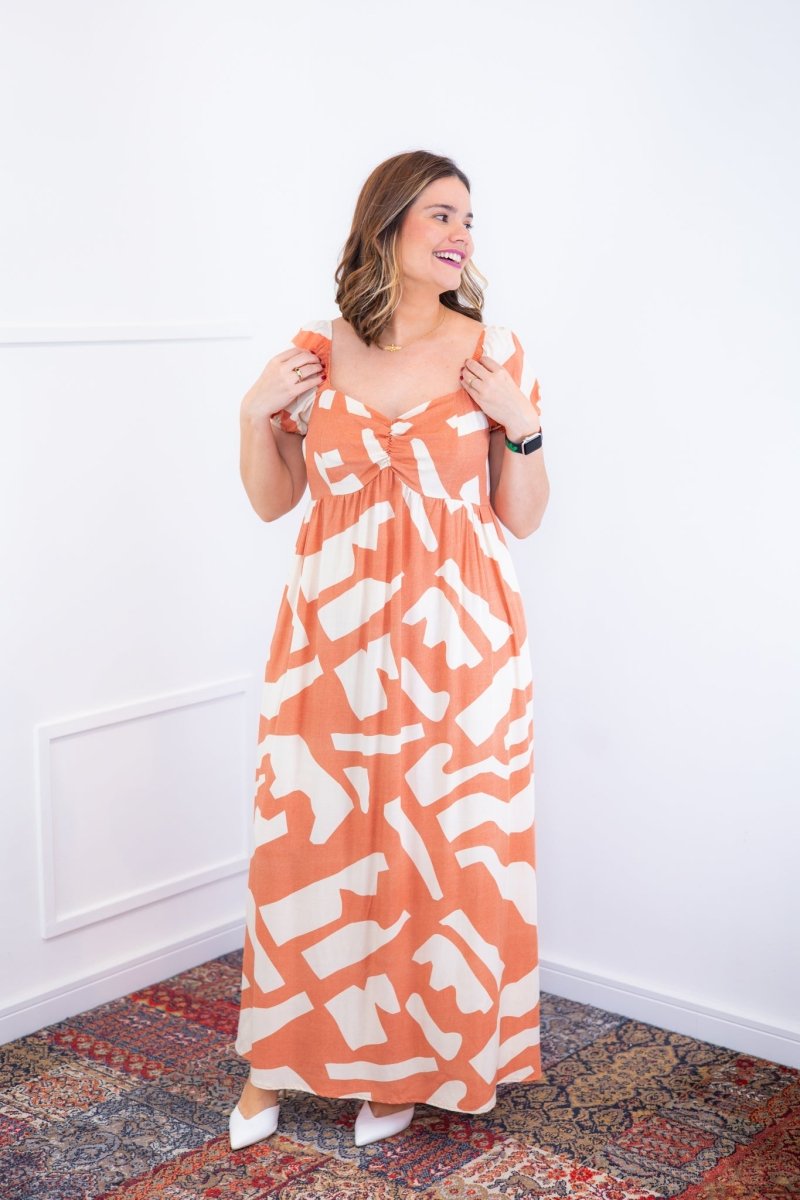 Vestido Longo Cecília – Manga Ciganinha em Viscolinho com Bolsos Laterais - Naguirre Shop