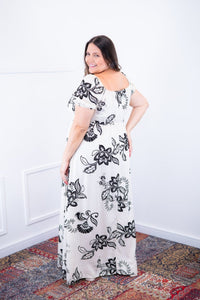 Vestido Longo Cecília – Manga Ciganinha em Viscolinho com Bolsos Laterais - Naguirre Shop