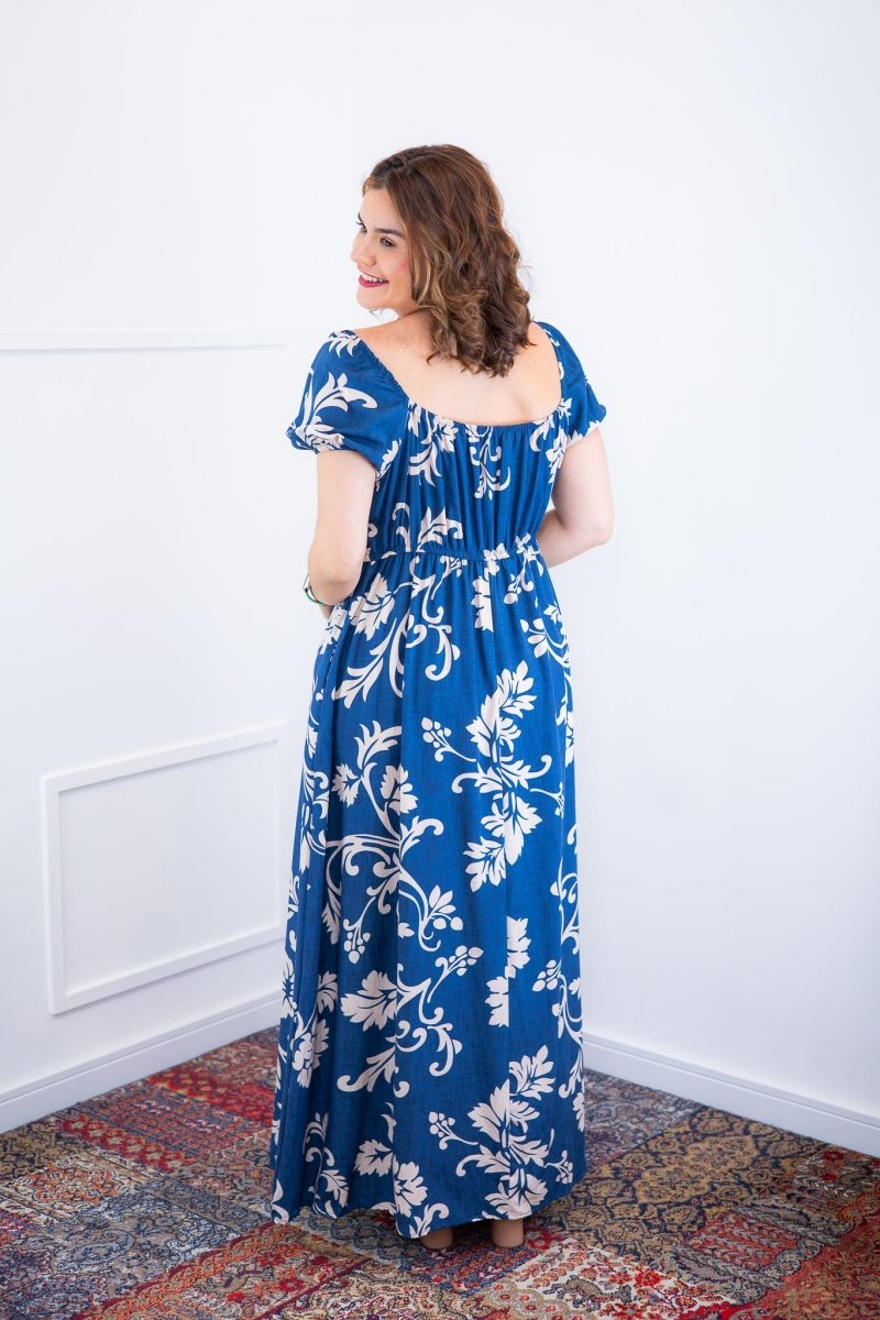 Vestido Longo Cecília – Manga Ciganinha em Viscolinho com Bolsos Laterais - Naguirre Shop
