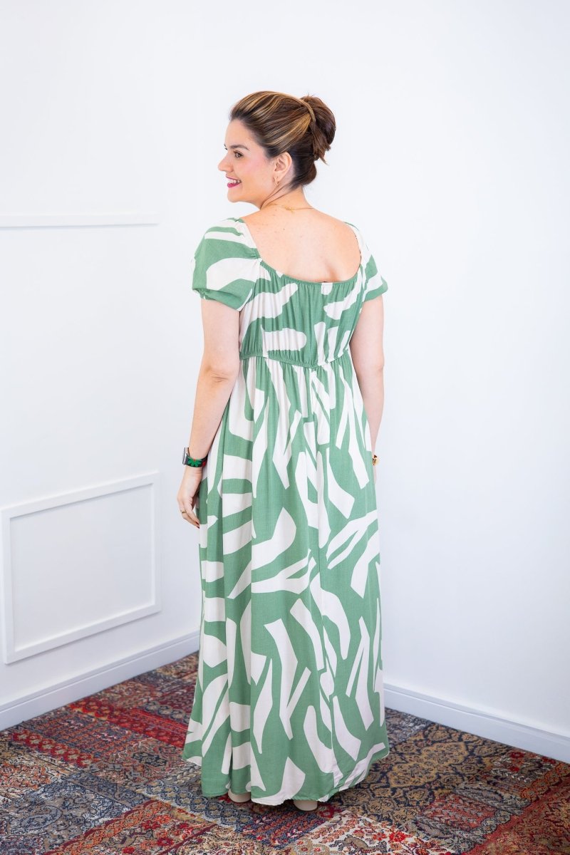 Vestido Longo Cecília – Manga Ciganinha em Viscolinho com Bolsos Laterais - Naguirre Shop