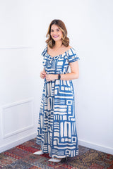 Vestido Longo Cecília – Manga Ciganinha em Viscolinho com Bolsos Laterais - Naguirre Shop