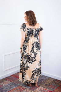 Vestido Longo Cecília – Manga Ciganinha em Viscolinho com Bolsos Laterais - Naguirre Shop