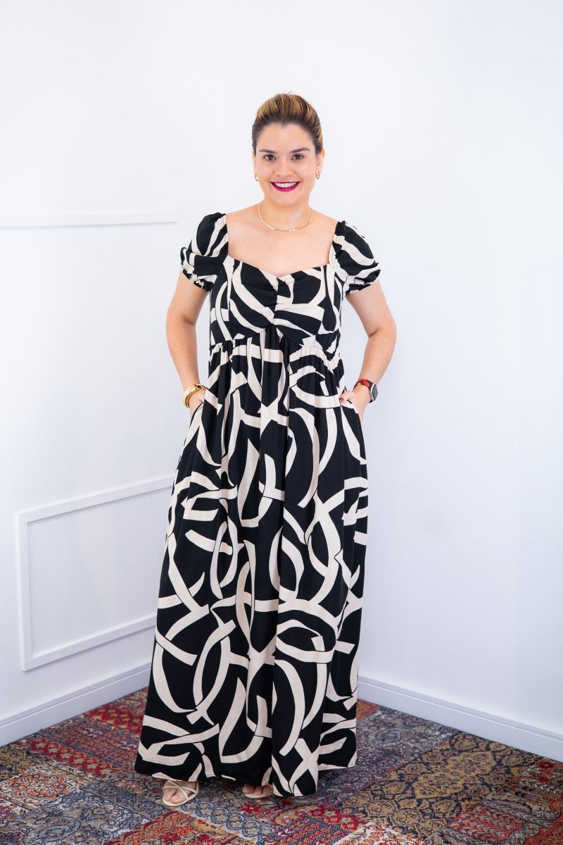 Vestido Longo Cecília – Manga Ciganinha em Viscolinho com Bolsos Laterais - Naguirre Shop