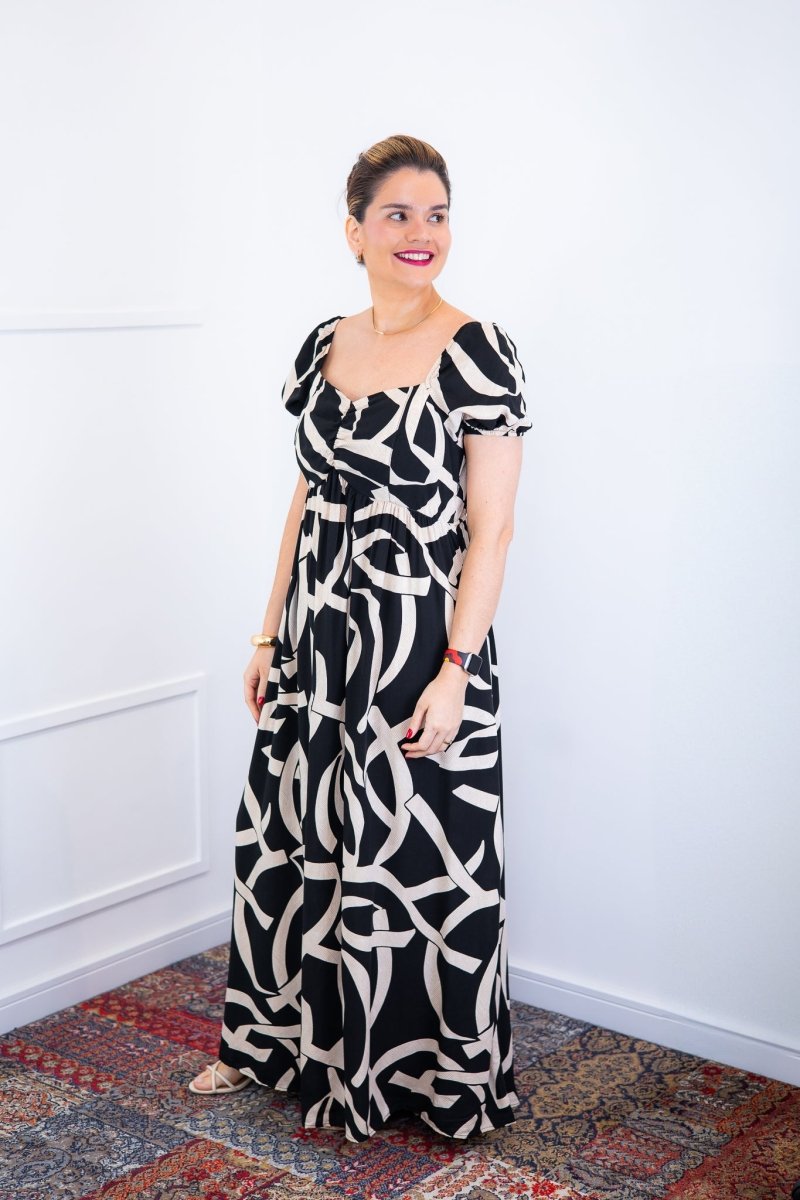 Vestido Longo Cecília – Manga Ciganinha em Viscolinho com Bolsos Laterais - Naguirre Shop