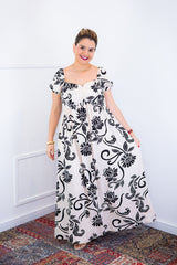 Vestido Longo Cecília – Manga Ciganinha em Viscolinho com Bolsos Laterais - Naguirre Shop