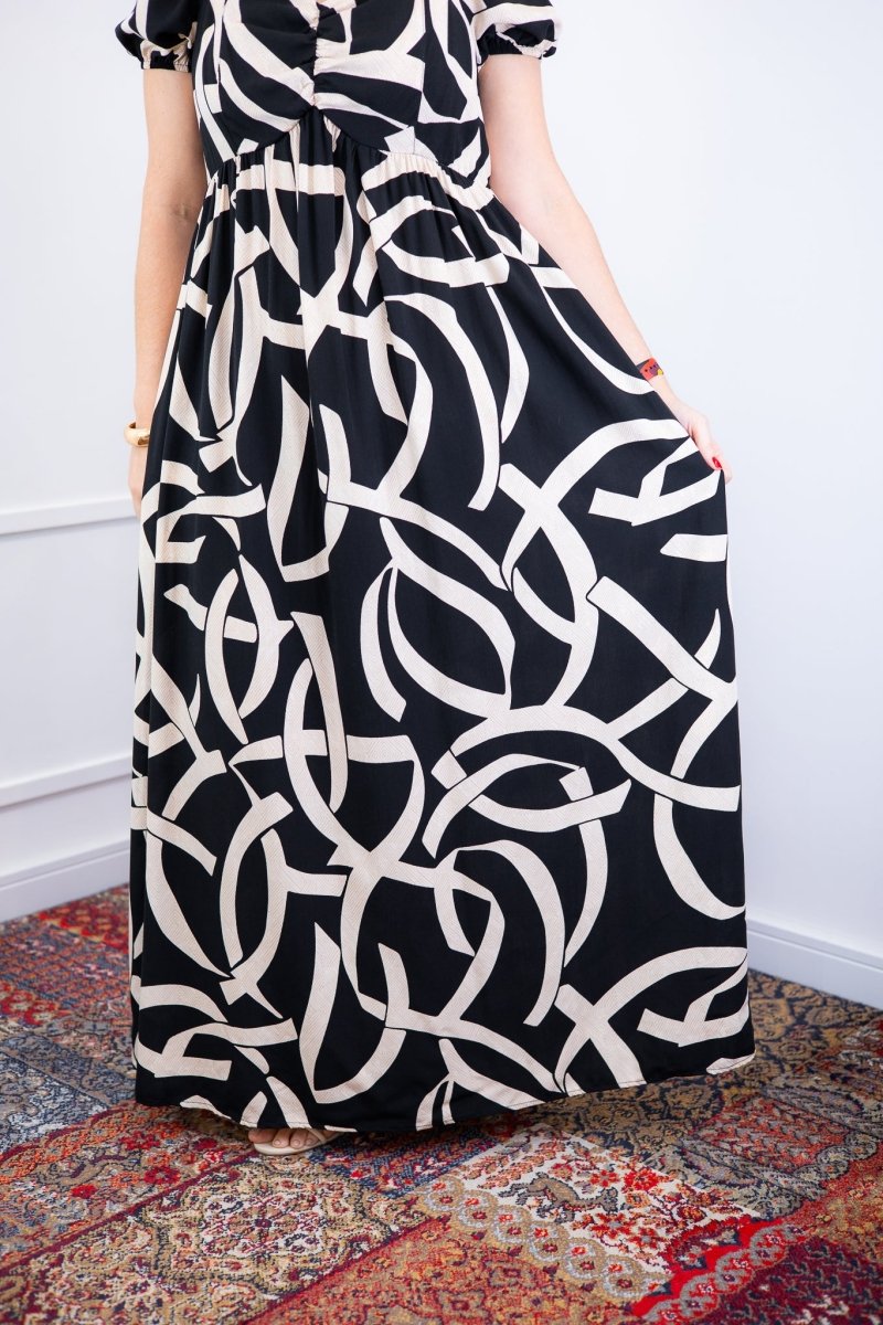 Vestido Longo Cecília – Manga Ciganinha em Viscolinho com Bolsos Laterais - Naguirre Shop