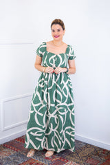 Vestido Longo Cecília – Manga Ciganinha em Viscolinho com Bolsos Laterais - Naguirre Shop