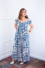 Vestido Longo Cecília – Manga Ciganinha em Viscolinho com Bolsos Laterais - Naguirre Shop