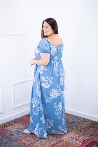 Vestido Longo Cecília – Manga Ciganinha em Viscolinho com Bolsos Laterais - Naguirre Shop