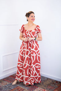 Vestido Longo Cecília – Manga Ciganinha em Viscolinho com Bolsos Laterais - Naguirre Shop