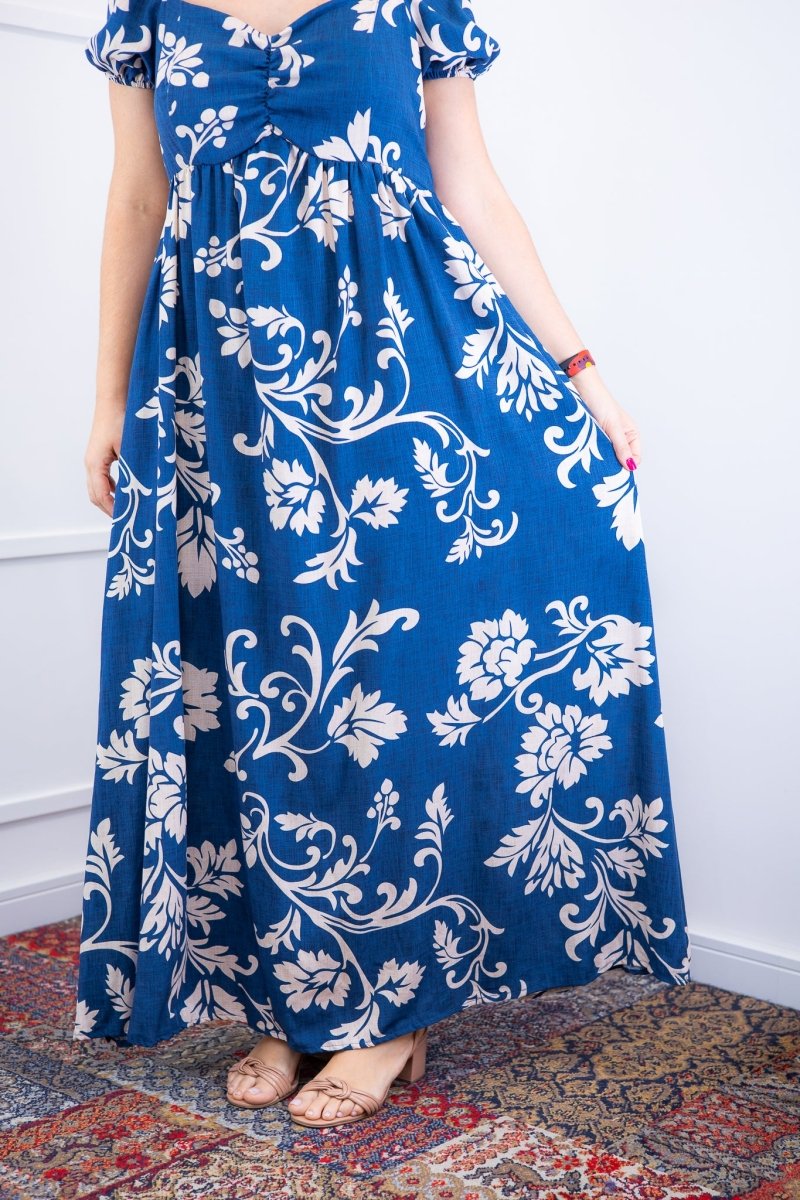 Vestido Longo Cecília – Manga Ciganinha em Viscolinho com Bolsos Laterais - Naguirre Shop