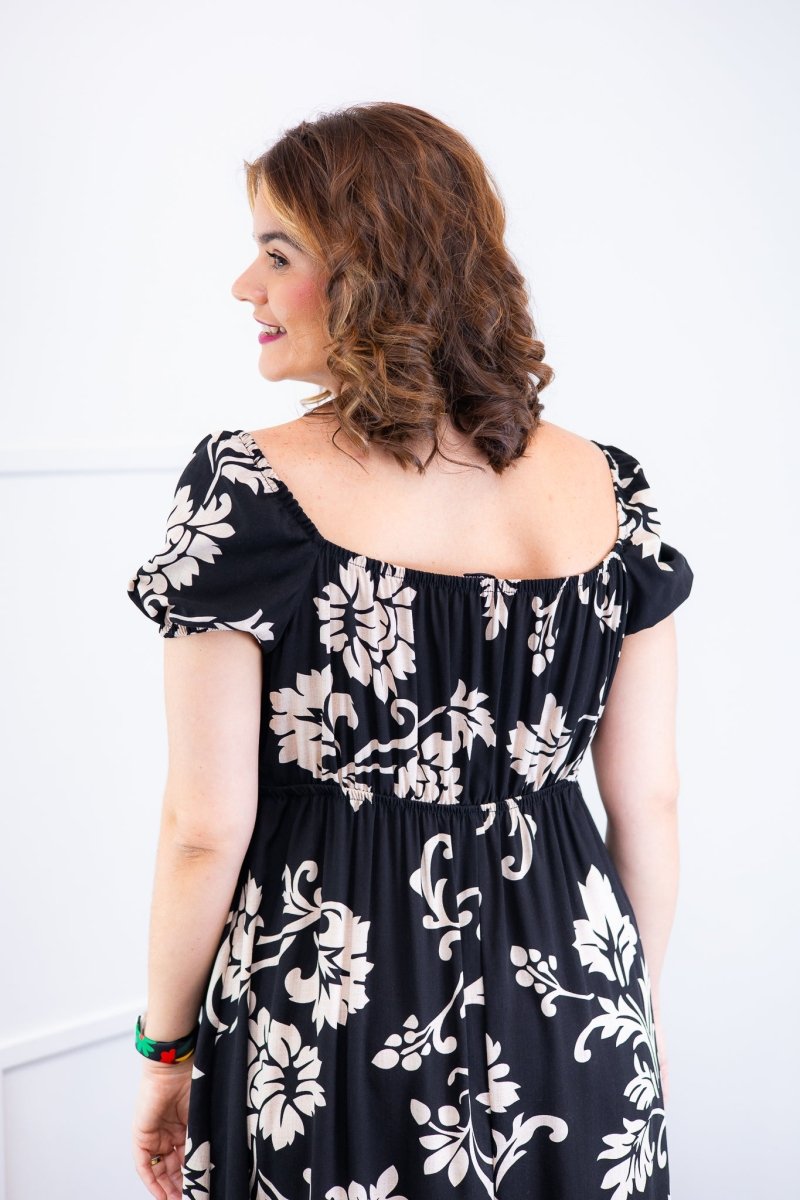 Vestido Longo Cecília – Manga Ciganinha em Viscolinho com Bolsos Laterais - Naguirre Shop