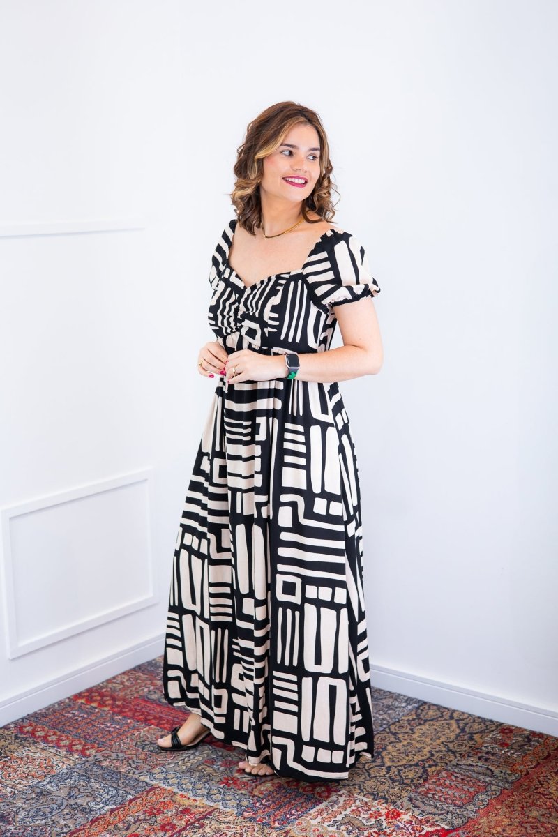 Vestido Longo Cecília – Manga Ciganinha em Viscolinho com Bolsos Laterais - Naguirre Shop