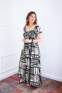 Vestido Longo Cecília – Manga Ciganinha em Viscolinho com Bolsos Laterais - Naguirre Shop
