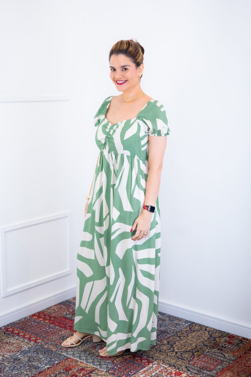 Vestido Longo Cecília – Manga Ciganinha em Viscolinho com Bolsos Laterais - Naguirre Shop