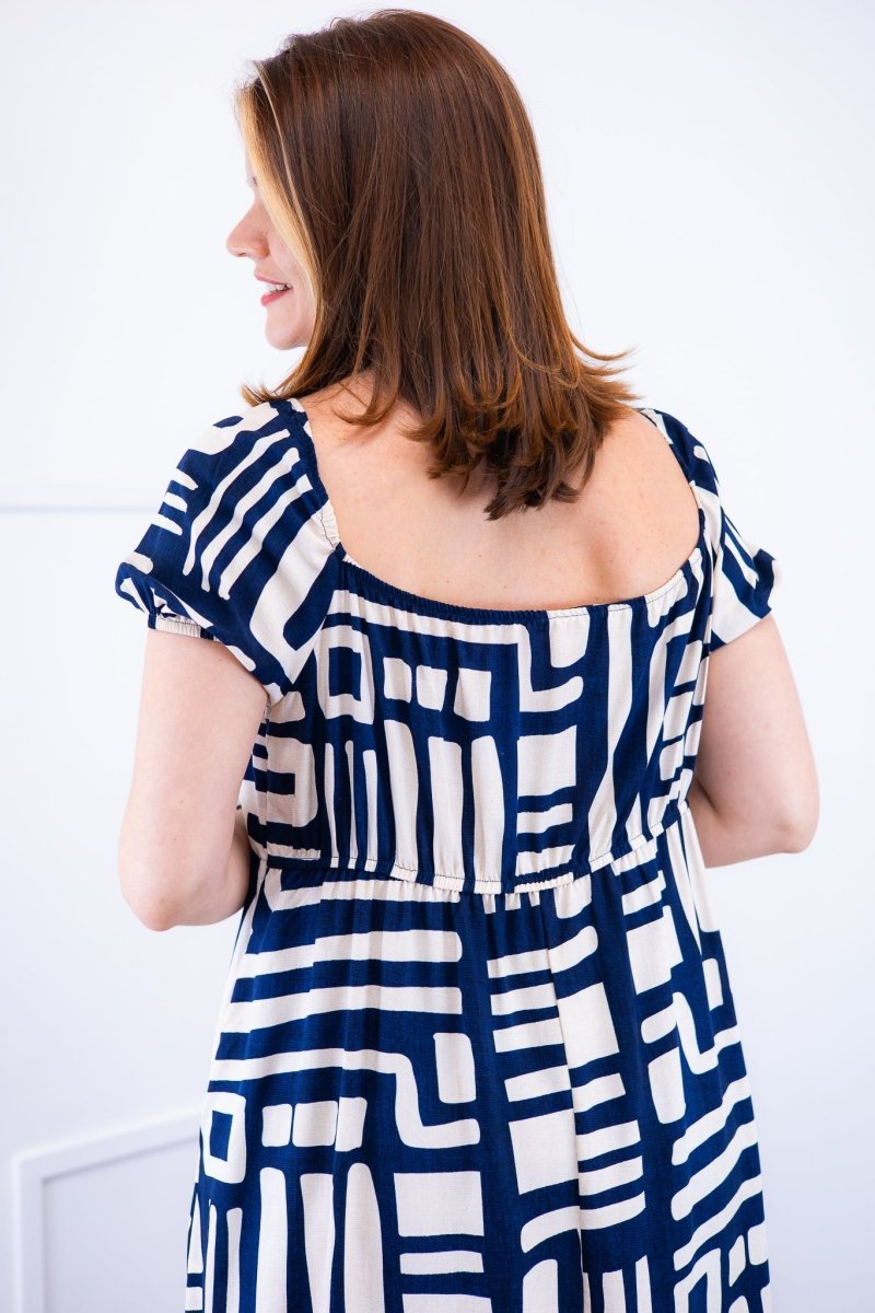 Vestido Longo Cecília – Manga Ciganinha em Viscolinho com Bolsos Laterais - Naguirre Shop