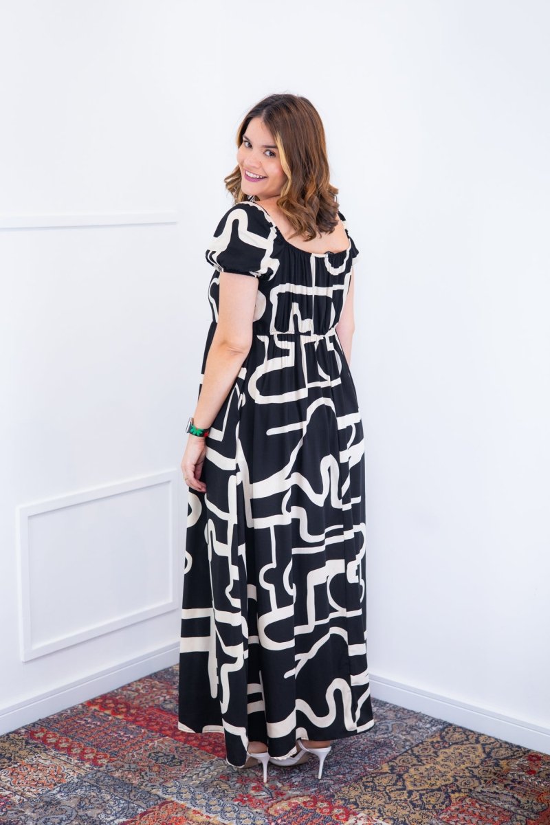 Vestido Longo Cecília – Manga Ciganinha em Viscolinho com Bolsos Laterais - Naguirre Shop