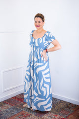 Vestido Longo Cecília – Manga Ciganinha em Viscolinho com Bolsos Laterais - Naguirre Shop