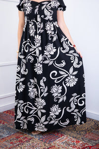 Vestido Longo Cecília – Manga Ciganinha em Viscolinho com Bolsos Laterais - Naguirre Shop