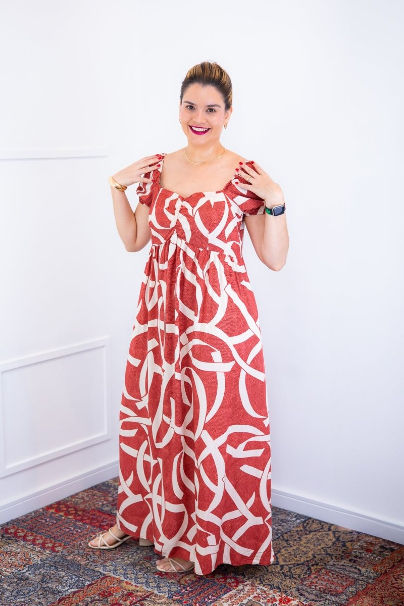 Vestido Longo Cecília – Manga Ciganinha em Viscolinho com Bolsos Laterais - Naguirre Shop