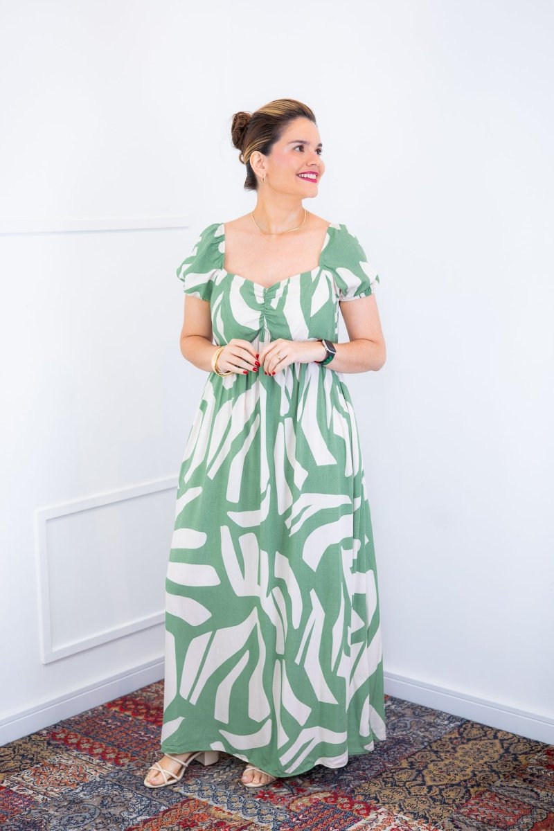 Vestido Longo Cecília – Manga Ciganinha em Viscolinho com Bolsos Laterais - Naguirre Shop