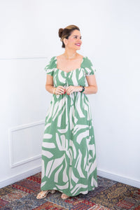 Vestido Longo Cecília – Manga Ciganinha em Viscolinho com Bolsos Laterais - Naguirre Shop