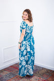 Vestido Longo Cecília – Manga Ciganinha em Viscolinho com Bolsos Laterais - Naguirre Shop