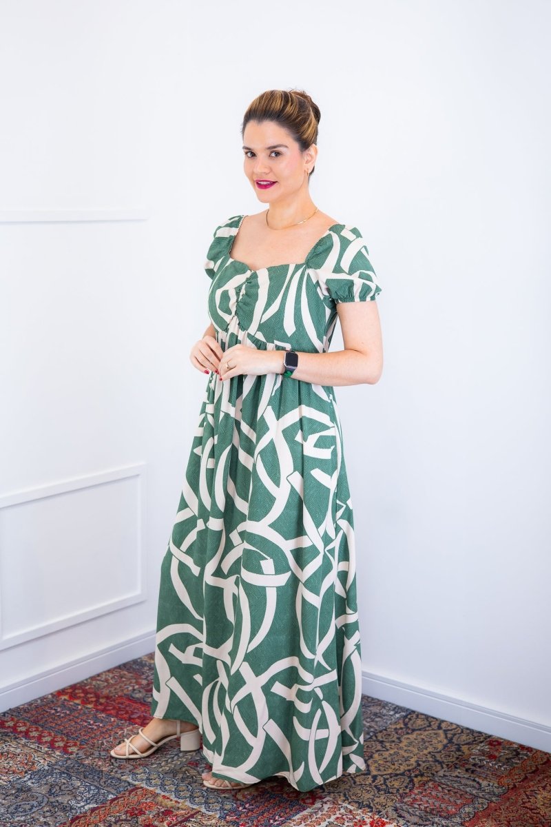 Vestido Longo Cecília – Manga Ciganinha em Viscolinho com Bolsos Laterais - Naguirre Shop