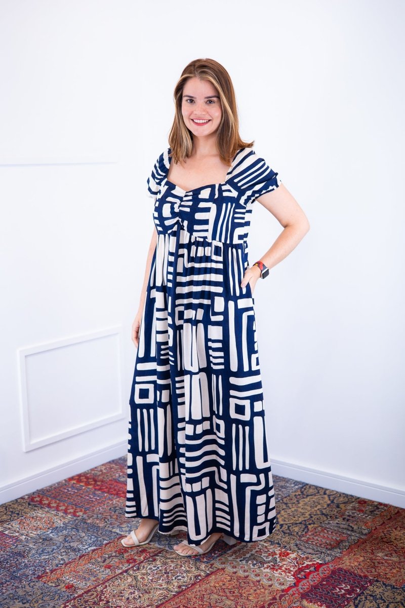 Vestido Longo Cecília – Manga Ciganinha em Viscolinho com Bolsos Laterais - Naguirre Shop