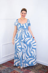Vestido Longo Cecília – Manga Ciganinha em Viscolinho com Bolsos Laterais - Naguirre Shop