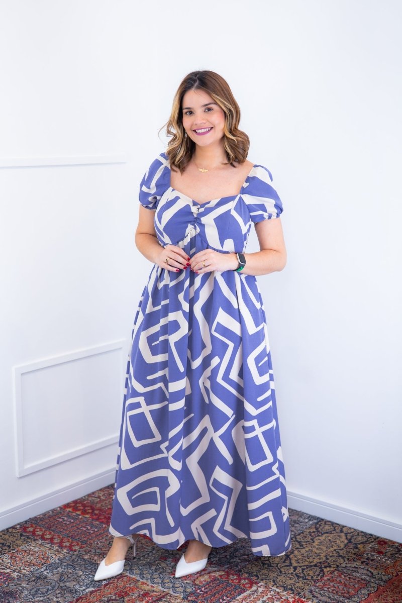 Vestido Longo Cecília – Manga Ciganinha em Viscolinho com Bolsos Laterais - Naguirre Shop