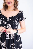 Vestido Longo Cecília – Manga Ciganinha em Viscolinho com Bolsos Laterais - Naguirre Shop
