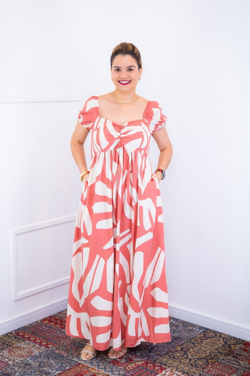 Vestido Longo Cecília – Manga Ciganinha em Viscolinho com Bolsos Laterais - Naguirre Shop