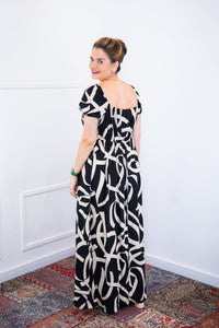 Vestido Longo Cecília – Manga Ciganinha em Viscolinho com Bolsos Laterais - Naguirre Shop