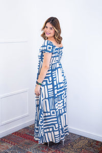 Vestido Longo Cecília – Manga Ciganinha em Viscolinho com Bolsos Laterais - Naguirre Shop