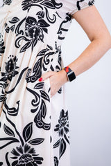 Vestido Longo Cecília – Manga Ciganinha em Viscolinho com Bolsos Laterais - Naguirre Shop