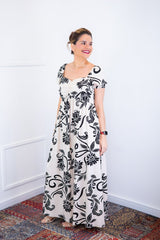 Vestido Longo Cecília – Manga Ciganinha em Viscolinho com Bolsos Laterais - Naguirre Shop