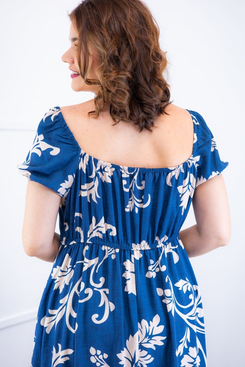 Vestido Longo Cecília – Manga Ciganinha em Viscolinho com Bolsos Laterais - Naguirre Shop